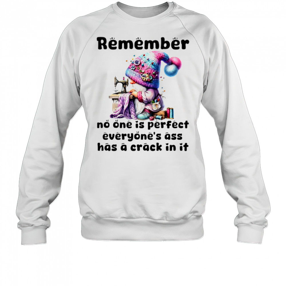 Gnome remember no one is perfect everyone’s ass has a crack in it shirt Sweatshirt