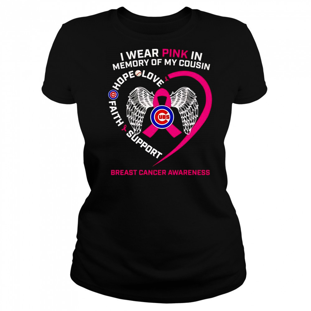 I wear pink in memory of my cousin Breast Cancer Awareness Chicago Cubs shirt Women's T-shirt