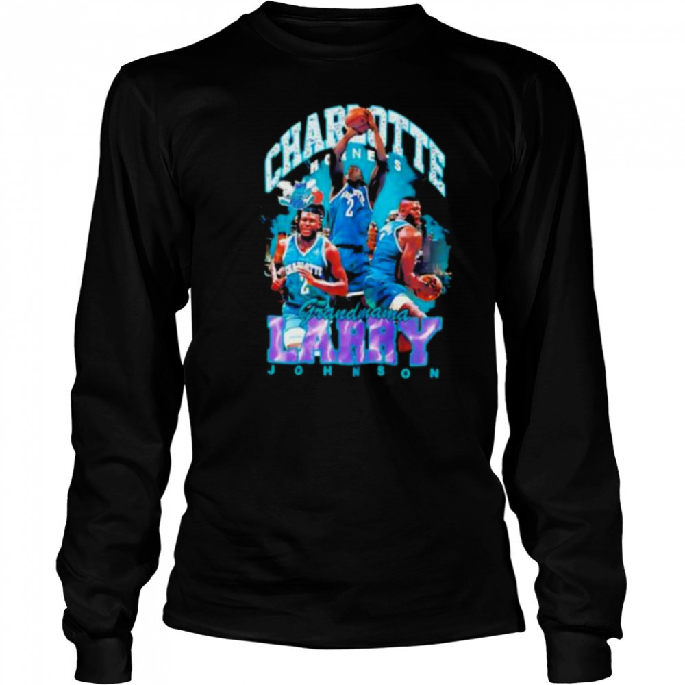 Larry Johnson Charlotte Hornets Grandmama Graphic T Shirt Long Sleeved