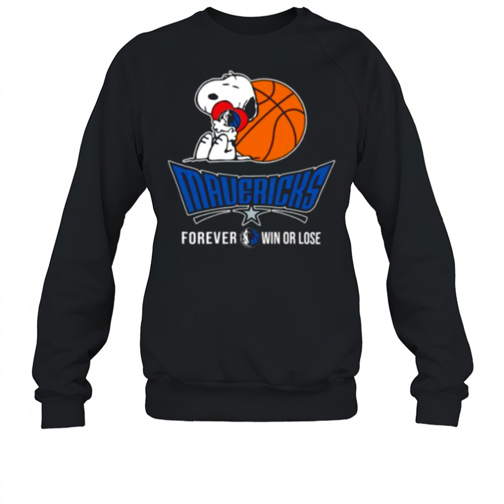 Official NBA The Peanuts Movie Snoopy Forever Win Or Lose Basketball Dallas Mavericks Tee Sweatshirt
