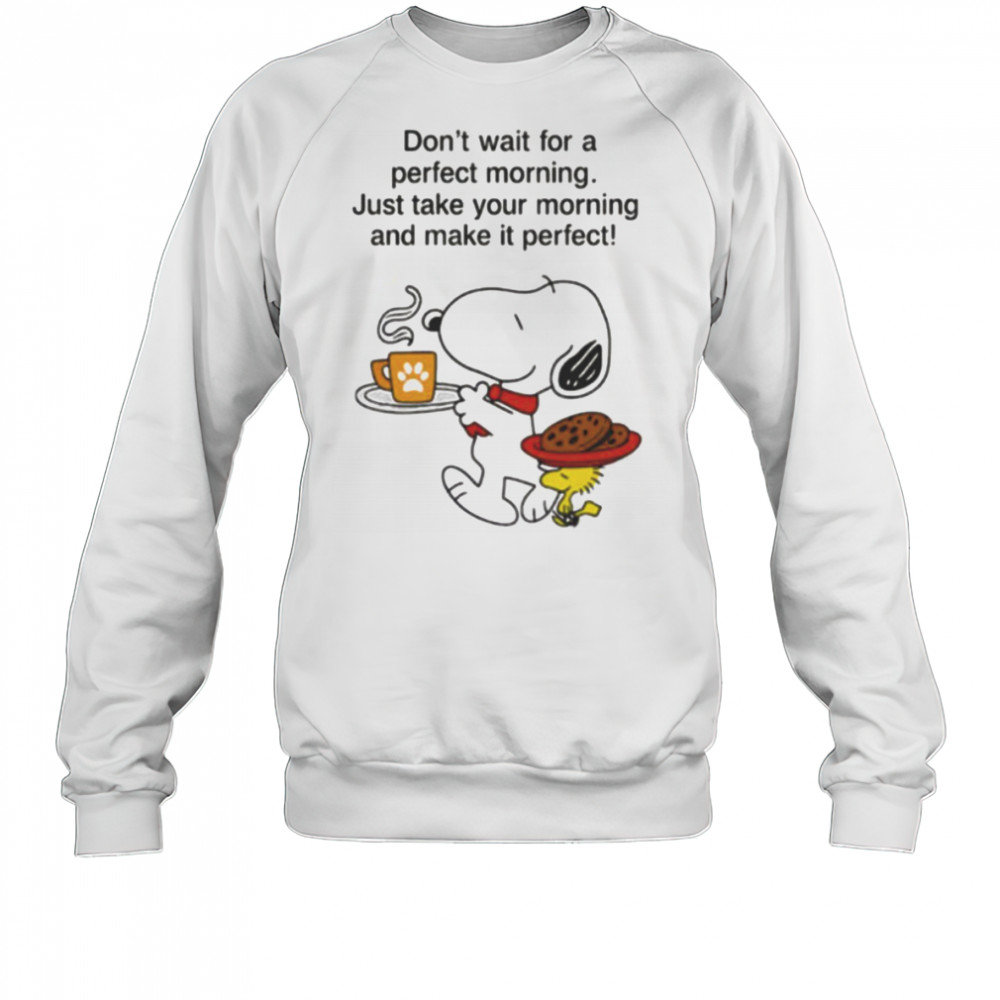 Snoopy and Woodstock don’t wait for a perfect morning shirt Sweatshirt