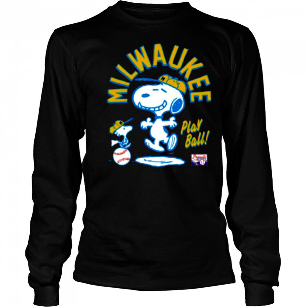 Snoopy Peanuts Ripple Junction Milwaukee Baseball shirt Long Sleeved