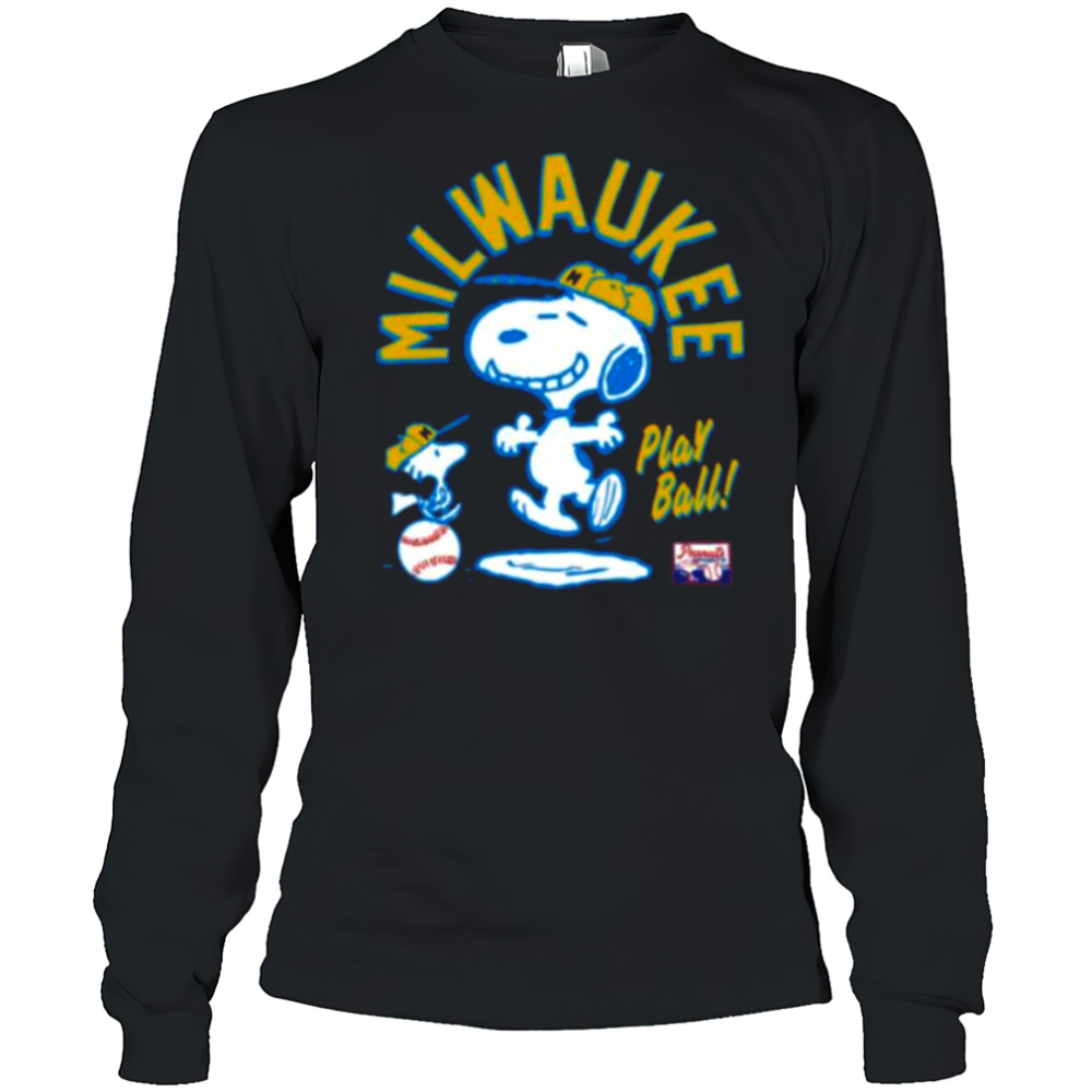 Snoopy Peanuts Ripple Junction Milwaukee Baseball shirt Long Sleeved