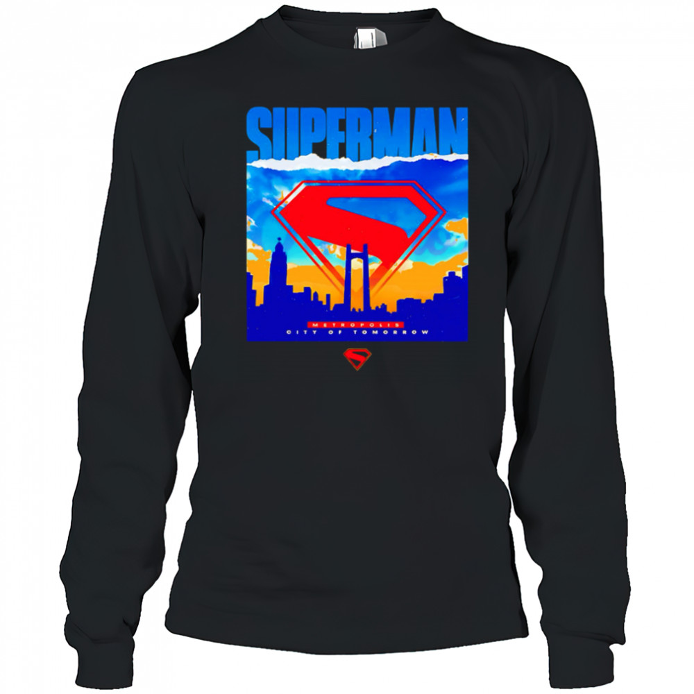 Superman metropolis city of tomorrow ripped poster shirt Long Sleeved