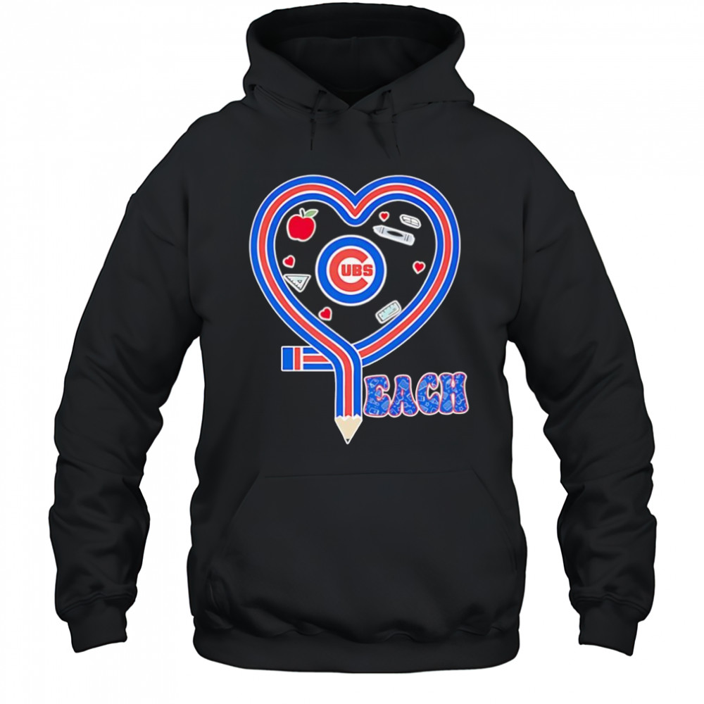 Teach heart Chicago Cubs logo shirt Hoodie