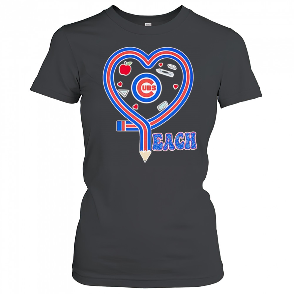 Teach heart Chicago Cubs logo shirt Women's T-shirt