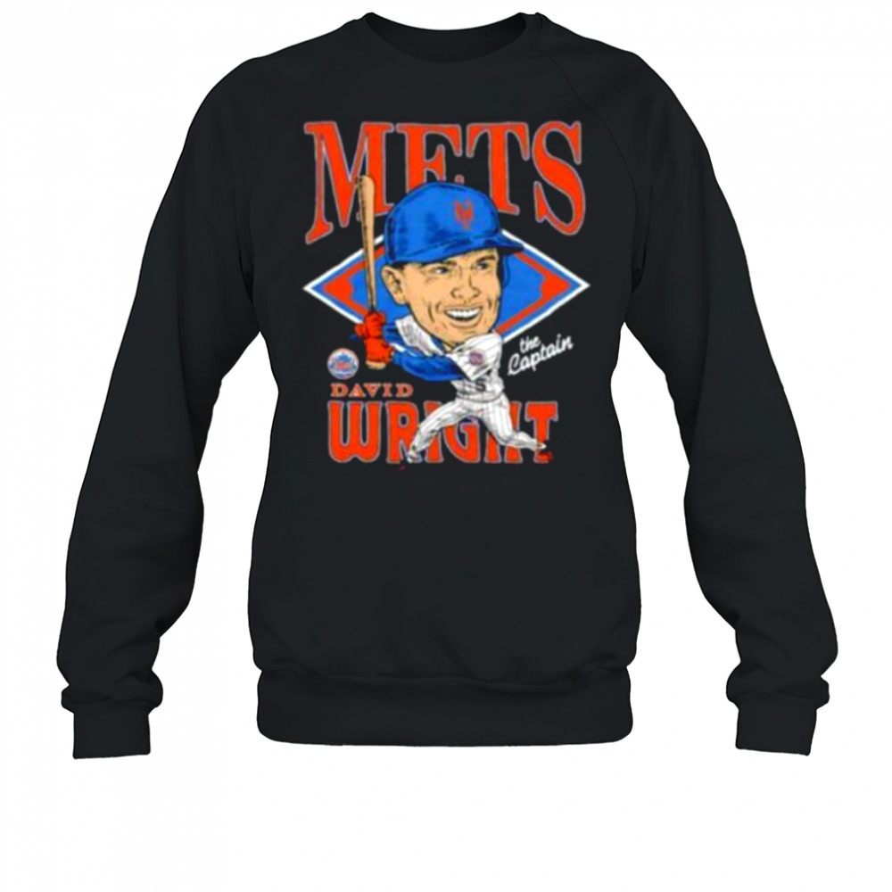 The Captain David Wright New York Mets Caricature Signature T Shirt Sweatshirt