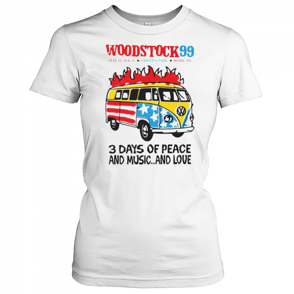 Woodstock 99′ 3 days of peace and music and love Volkswagen bus shirt Women's T-shirt