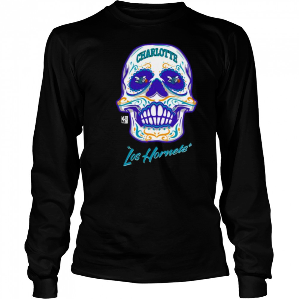 Charlotte Hornets Mitchell & Ness Hardwood Classics Sugar Skull Hometown Shirt Long Sleeved