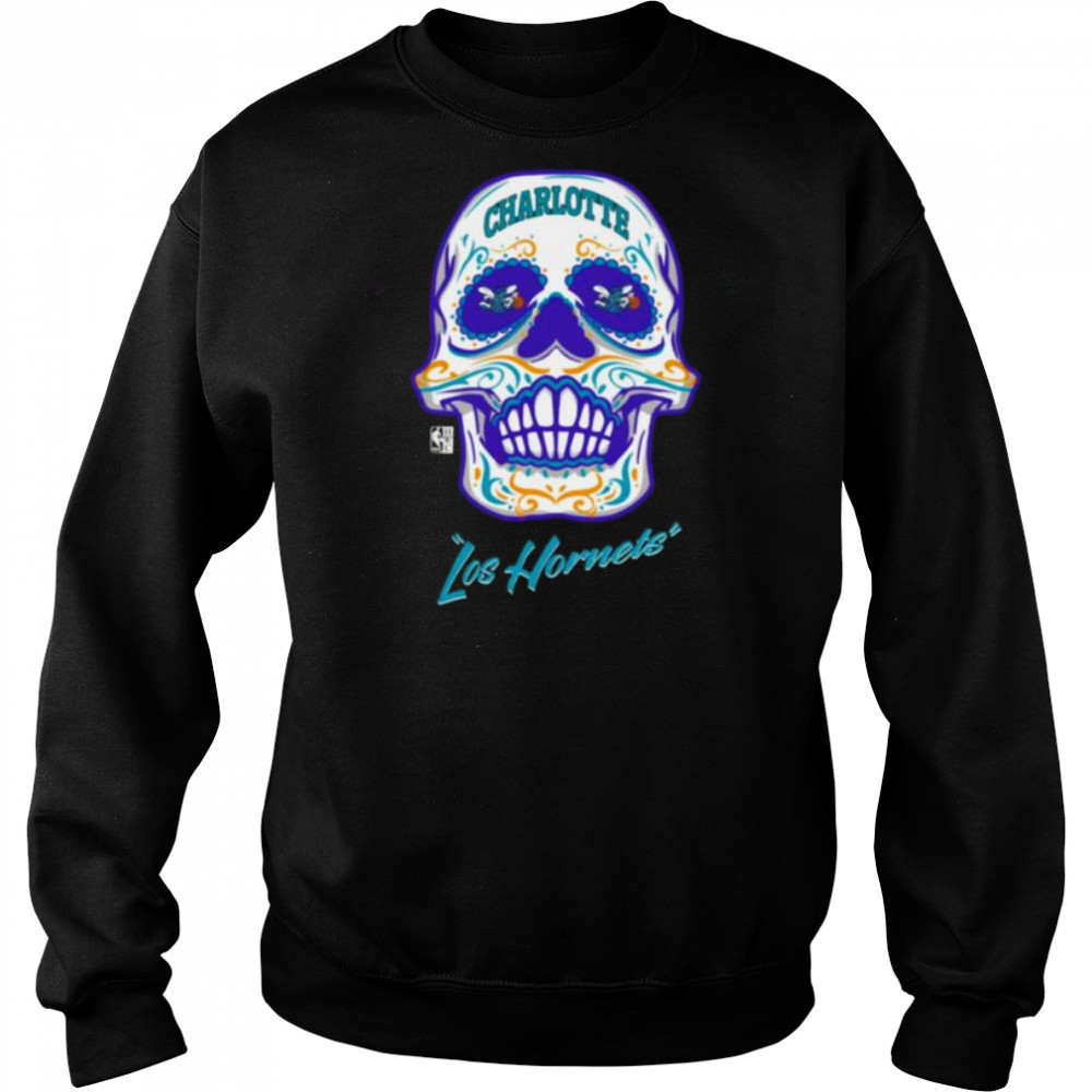Charlotte Hornets Mitchell & Ness Hardwood Classics Sugar Skull Hometown Shirt Hoodie
