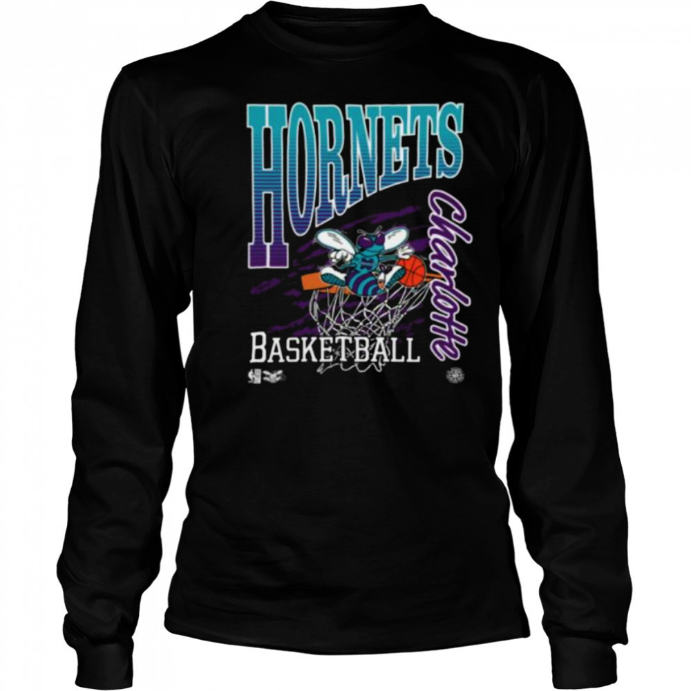 Charlotte Hornets Mitchell & Ness NBA Basketed Vintage Shirt Long Sleeved