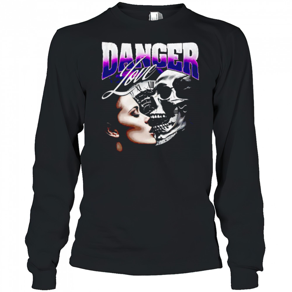 Danger Love Skull Kiss Girl retro shirt Long Sleeved