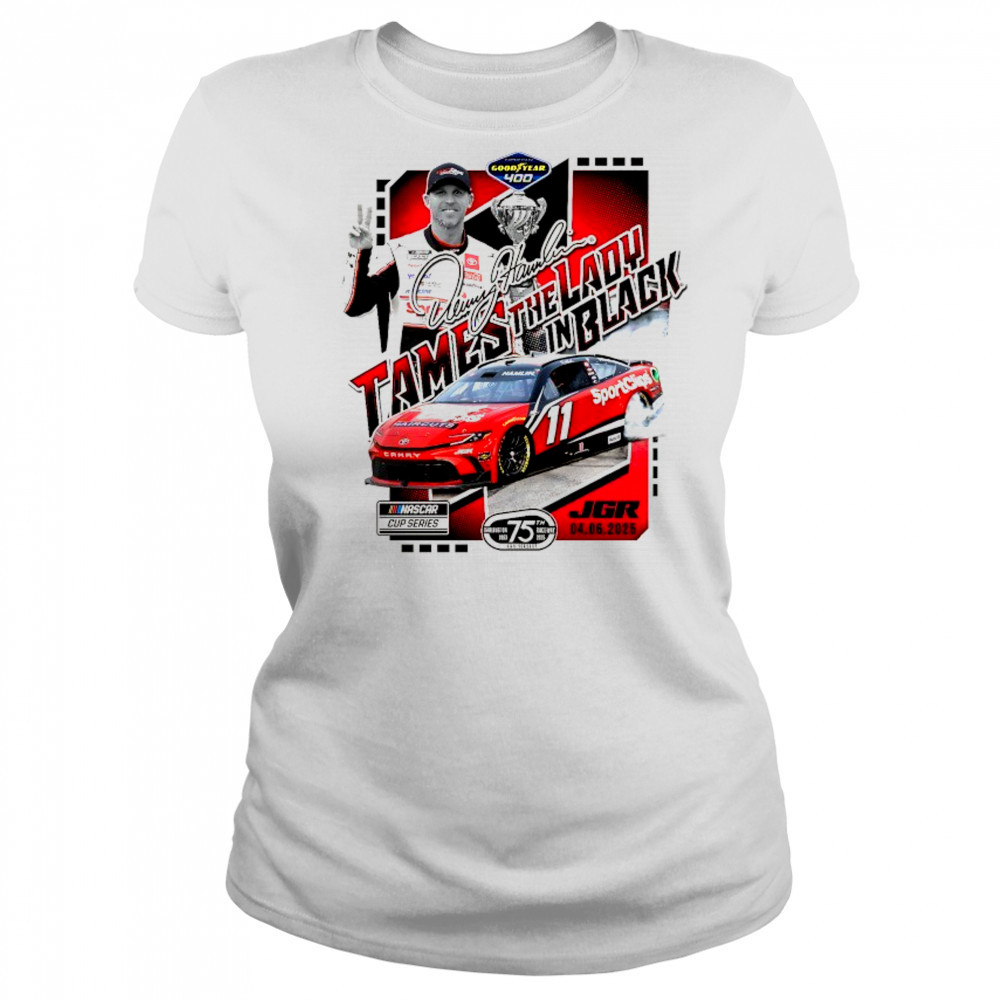 Denny Hamlin Checkered Flag Sports 2025 Goodyear 400 Race Winner signature shirt Women's T-shirt