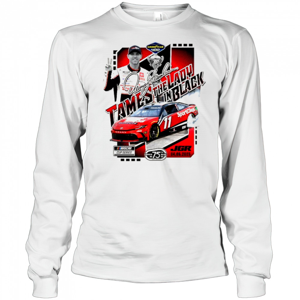 Denny Hamlin Checkered Flag Sports 2025 Goodyear 400 Race Winner signature shirt Long Sleeved