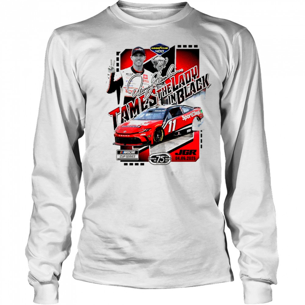 Denny Hamlin Checkered Flag Sports 2025 Goodyear 400 Race Winner signature shirt Long Sleeved