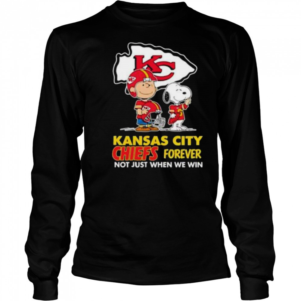 Kansas City Chiefs Charlie Brown Snoopy Chiefs Forever Not Just When We Win shirt Long Sleeved