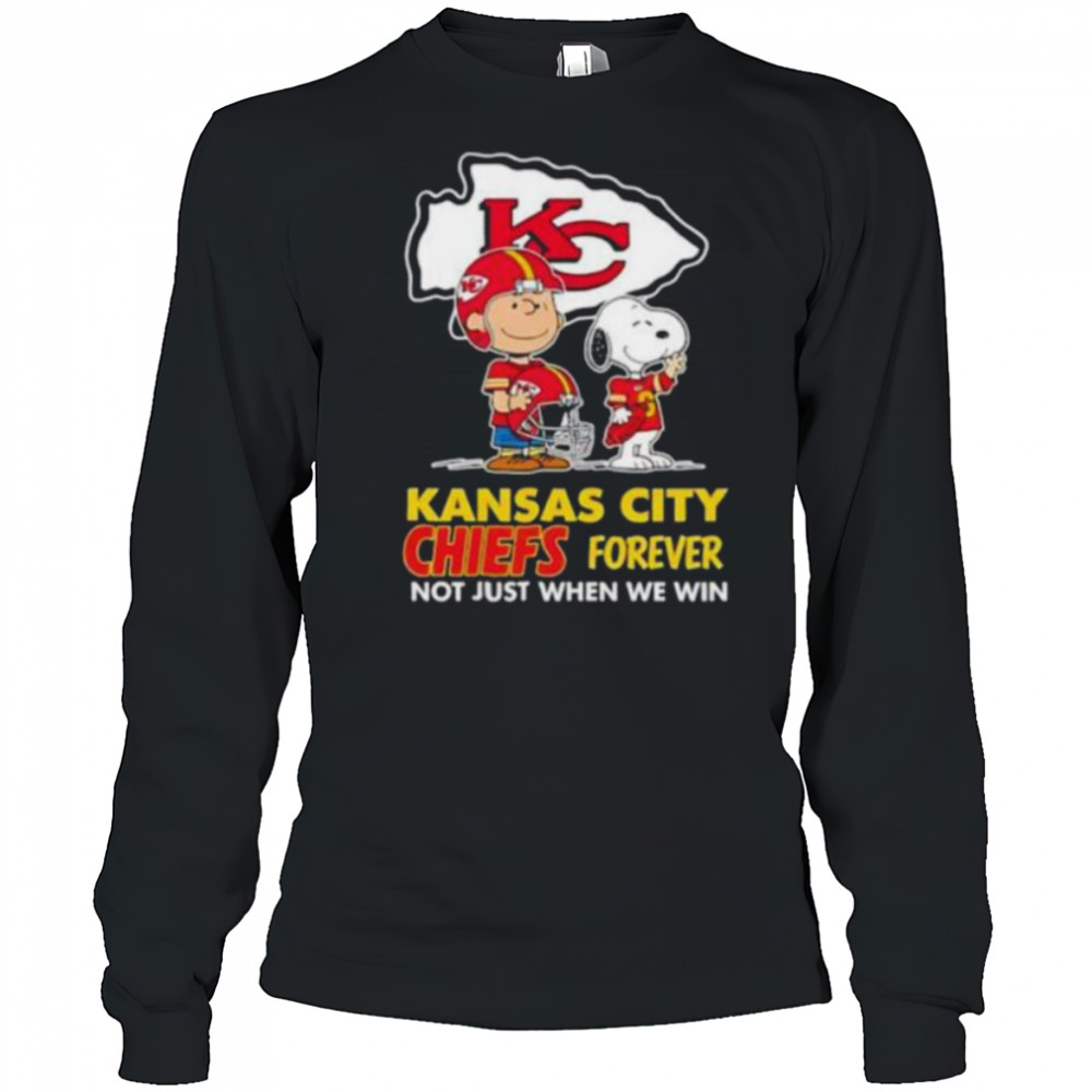 Kansas City Chiefs Charlie Brown Snoopy Chiefs Forever Not Just When We Win shirt Long Sleeved