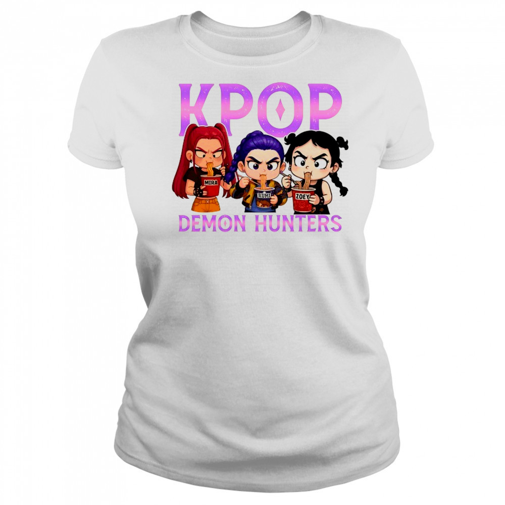Kpop Demon Hunters eat Ramen chibi shirt Women's T-shirt