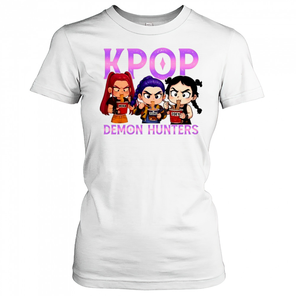 Kpop Demon Hunters eat Ramen chibi shirt Women's T-shirt