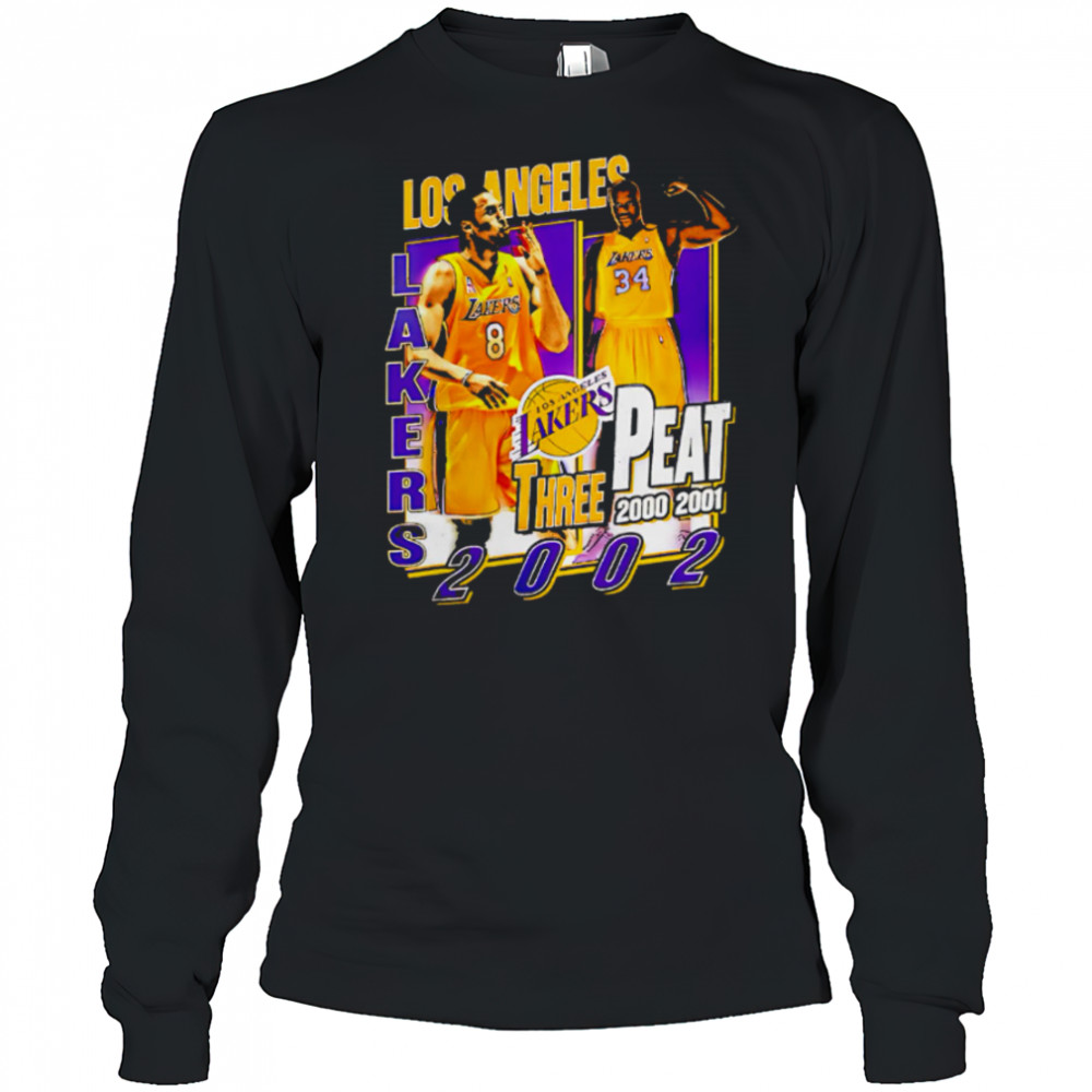 Los Angeles Lakers three Peat 2000-200-2002 Kobe and Shaq shirt Long Sleeved
