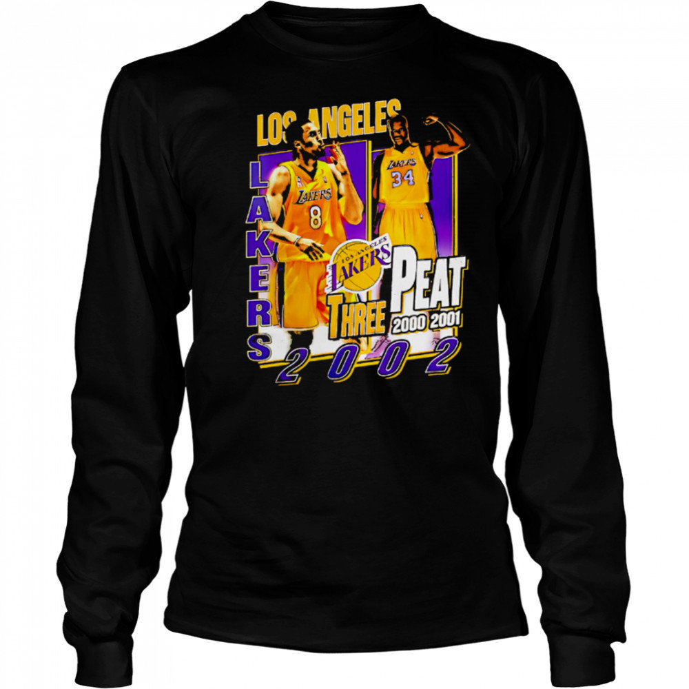 Los Angeles Lakers three Peat 2000-200-2002 Kobe and Shaq shirt Long Sleeved