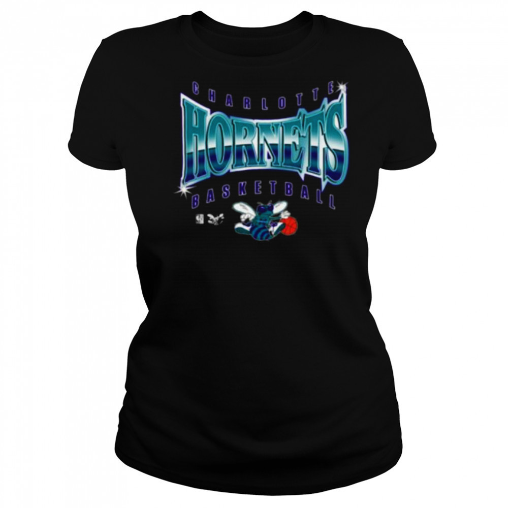 Men’s Mitchell & Ness Black Charlotte Hornets Worldwide Collection Glow Up T Shirt Women's T-shirt