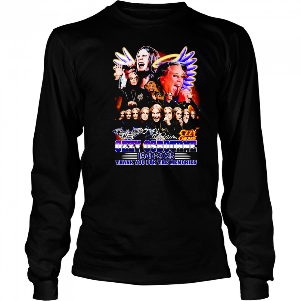 Ozzy Osbourne 1948 2025 thank you for the memories signature shirt Long Sleeved
