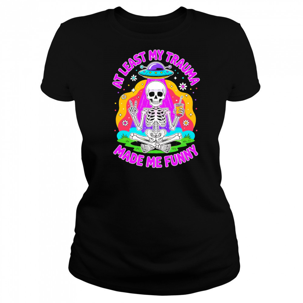 skeleton ufo sarcastic mental health halloween shirt Women's T-shirt