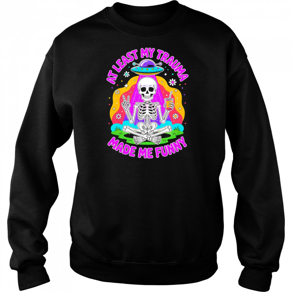 skeleton ufo sarcastic mental health halloween shirt Hoodie