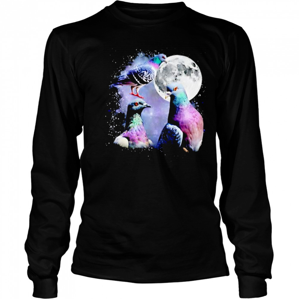 Three pigeon moon shirt Long Sleeved