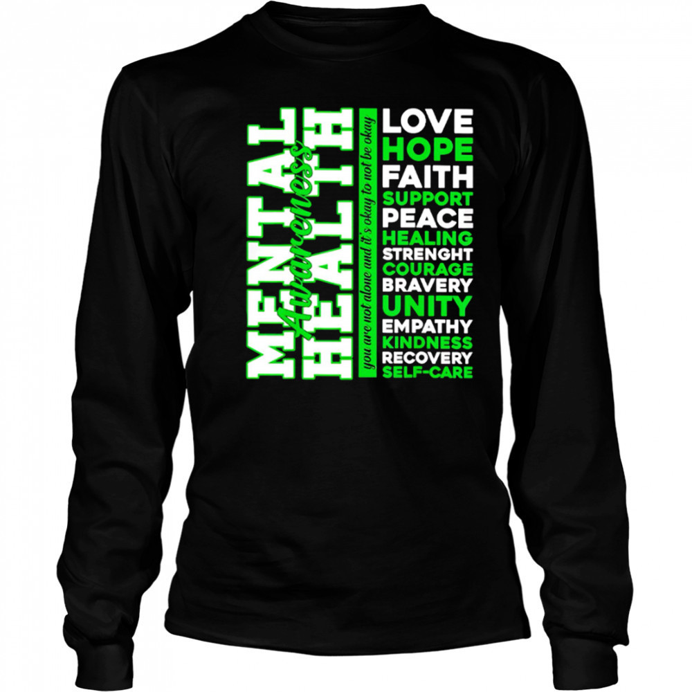 Top Positive Green Words Mental Health Awareness Classic shirt Long Sleeved