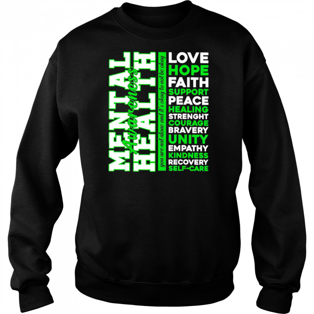 Top Positive Green Words Mental Health Awareness Classic shirt Hoodie