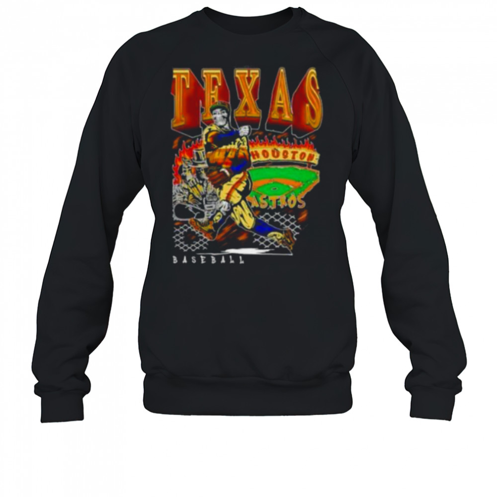 Houston Texas Baseball player skeleton art shirt Sweatshirt