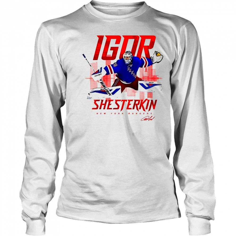 Igor Shesterkin New York Rangers skyline signature shirt Long Sleeved