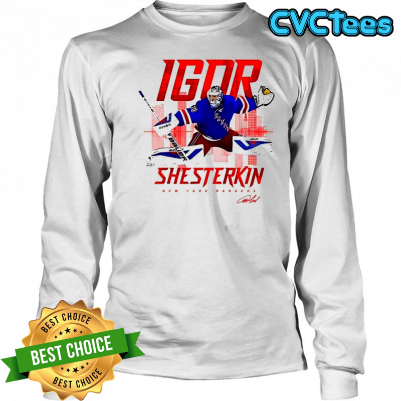 Igor Shesterkin New York Rangers skyline signature shirt Long Sleeved
