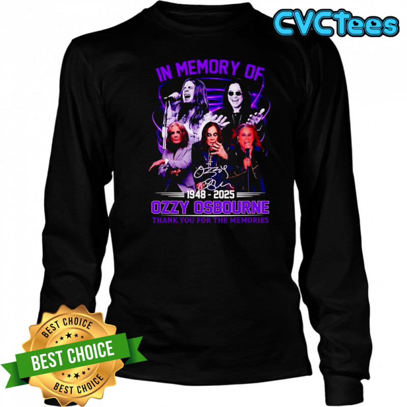 In memory of 1948 2025 Ozzy Osbourne thank you for the memories shirt Long Sleeved