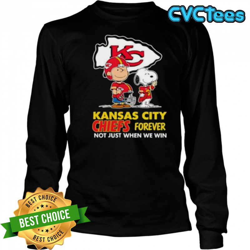 Kansas City Chiefs Charlie Brown Snoopy Chiefs Forever Not Just When We Win shirt Long Sleeved