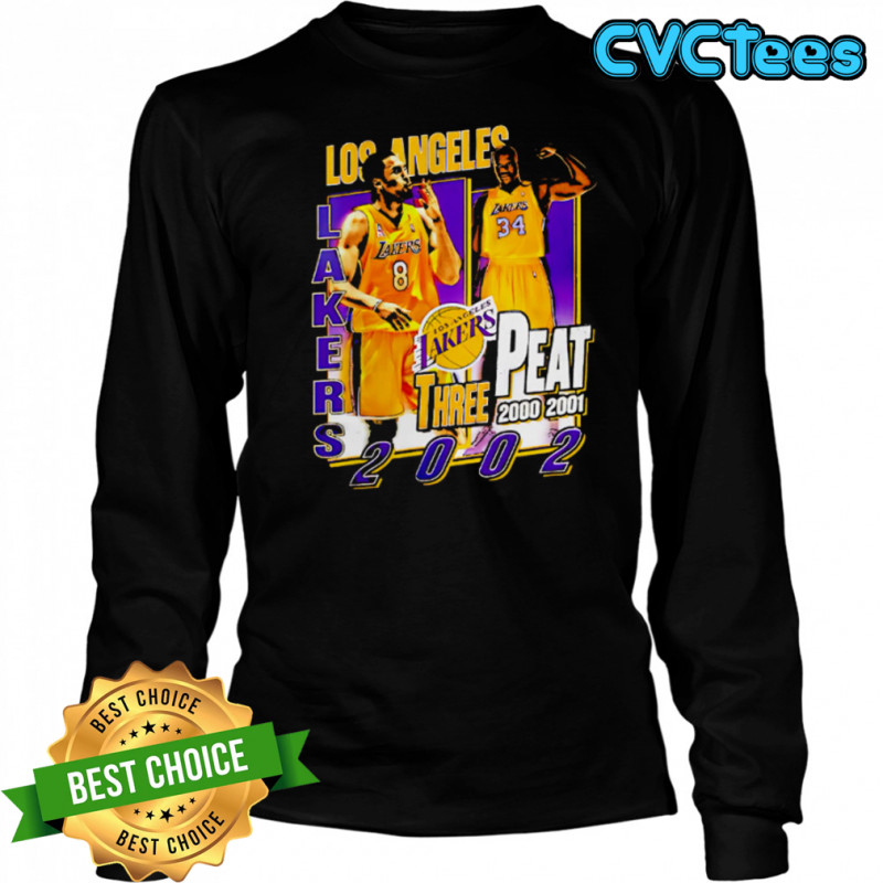 Los Angeles Lakers three Peat 2000-200-2002 Kobe and Shaq shirt Long Sleeved