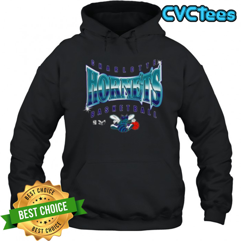 Men’s Mitchell & Ness Black Charlotte Hornets Worldwide Collection Glow Up T Shirt Hoodie