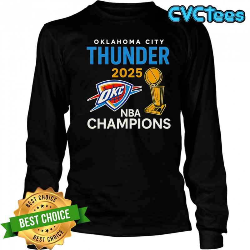 OKC Thunder 2025 NBA Champions Trophy Classic T-Shirt Long Sleeved