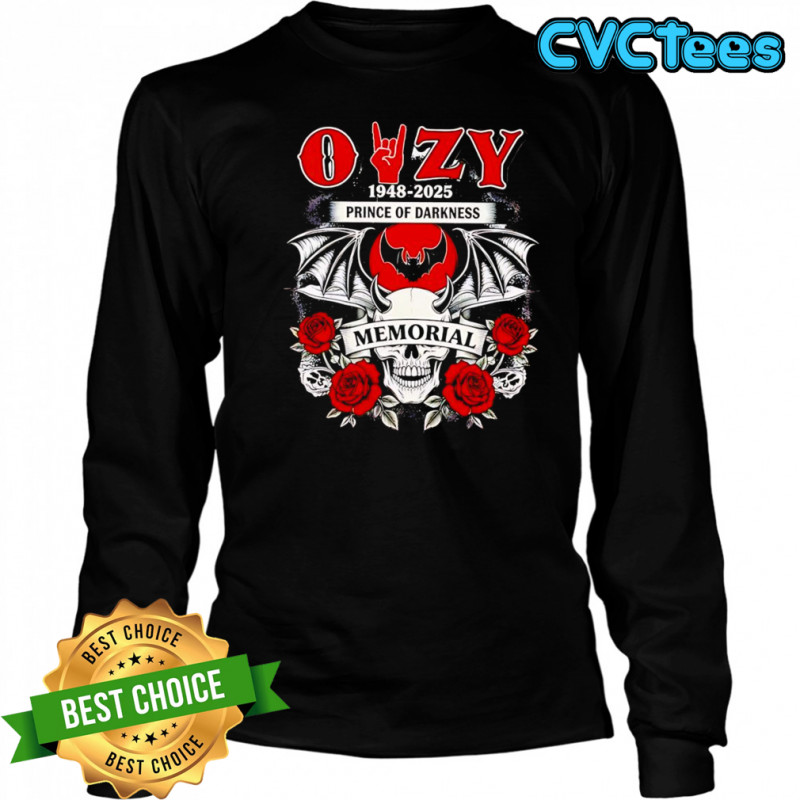 Ozzy 1948 2025 Prince of darkness memorial shirt Long Sleeved