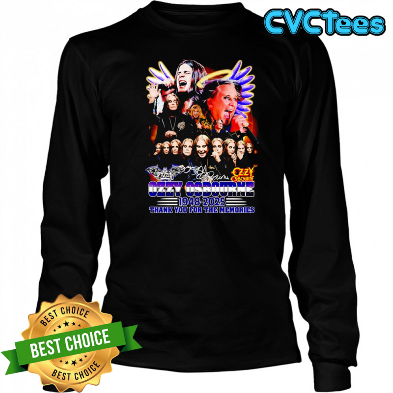 Ozzy Osbourne 1948 2025 thank you for the memories signature shirt Long Sleeved