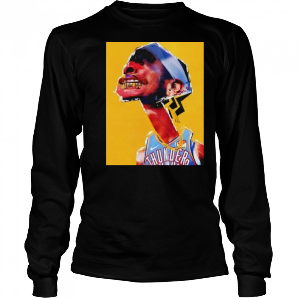 Shai Gilgeous Alexander grillz Oklahoma City Thunder Basketball art shirt Long Sleeved