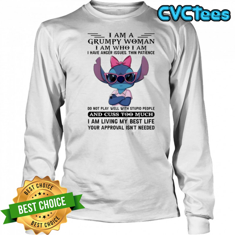 Stitch I am a Grumpy Wpman I am who I am I have anger issues shirt Long Sleeved