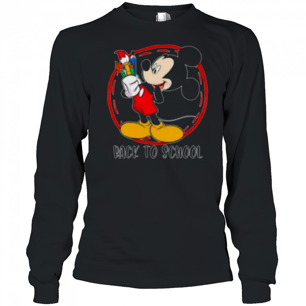 Back to school Mickey Mouse paintbrush art shirt Long Sleeved
