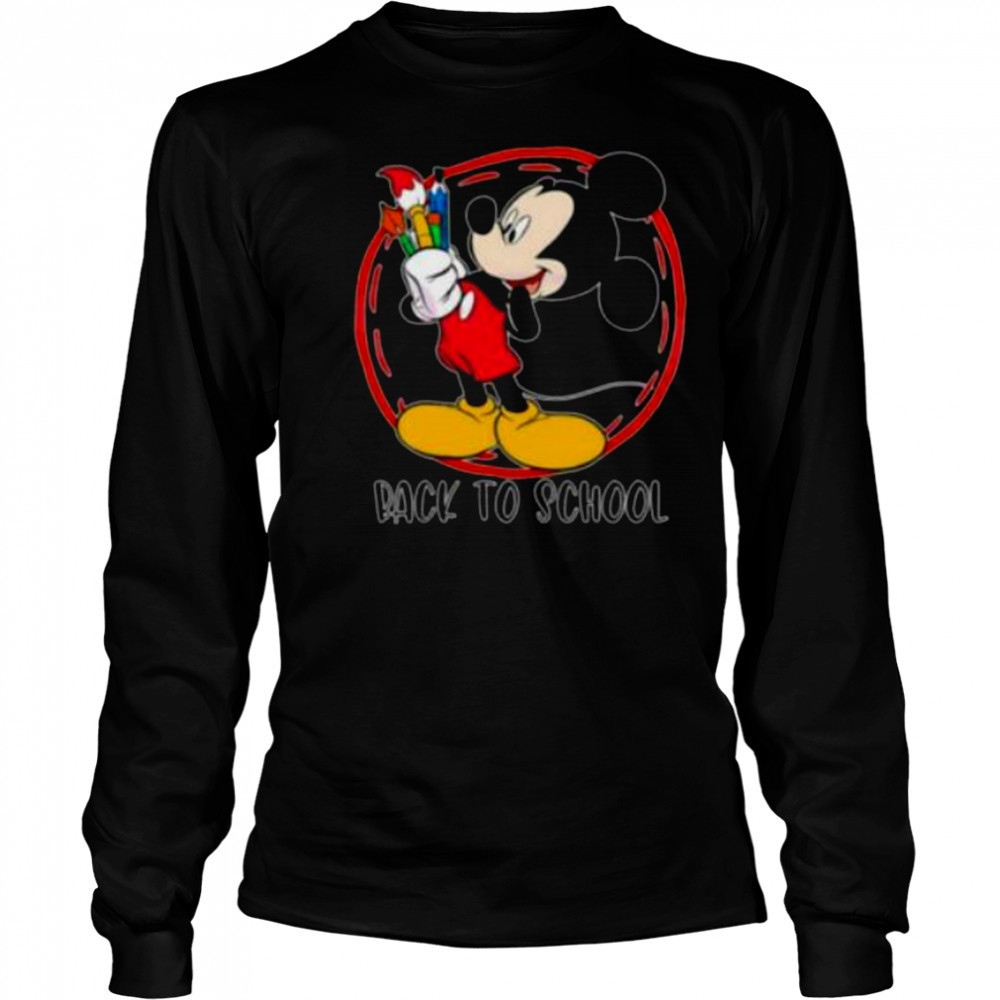 Back to school Mickey Mouse paintbrush art shirt Long Sleeved