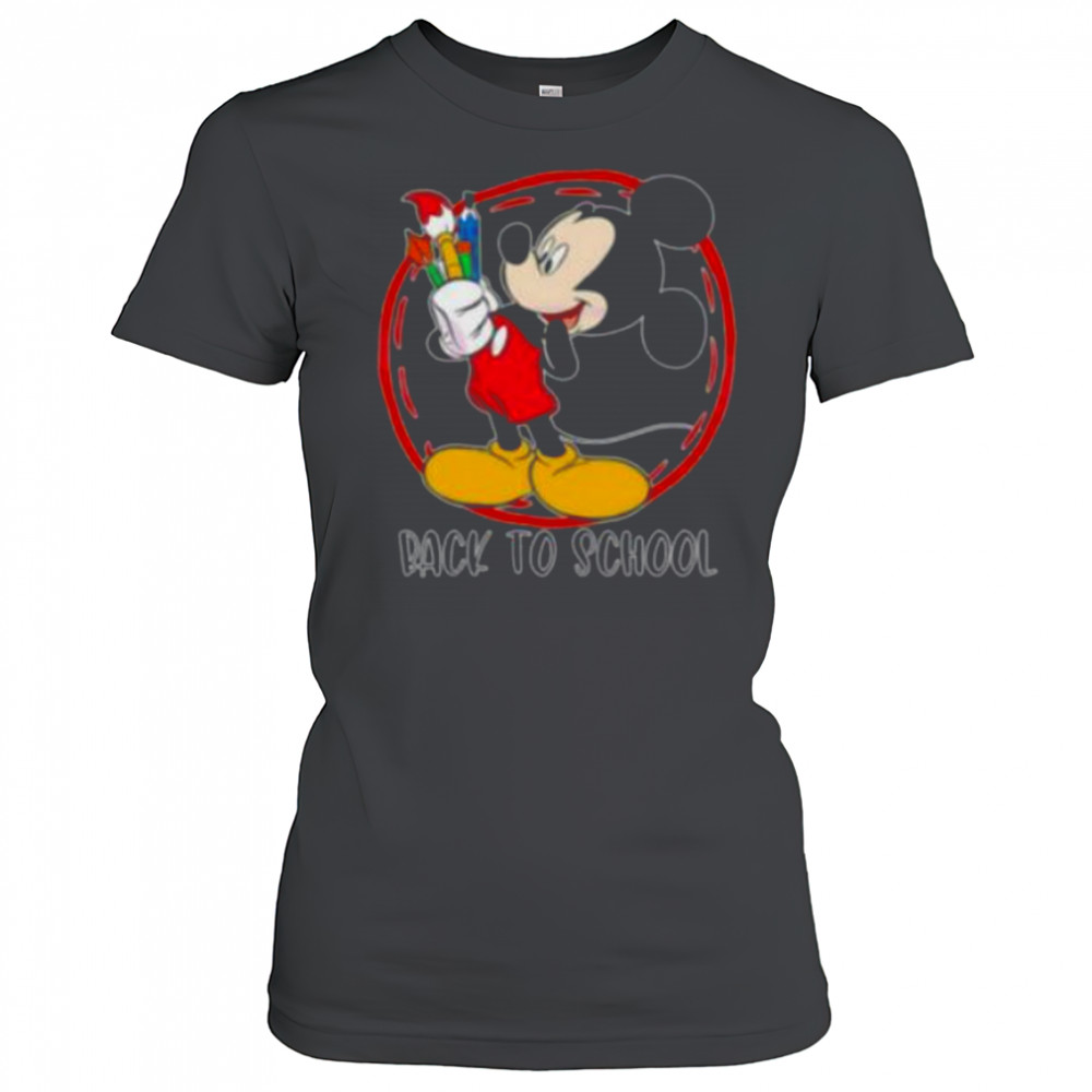 Back to school Mickey Mouse paintbrush art shirt Women's T-shirt