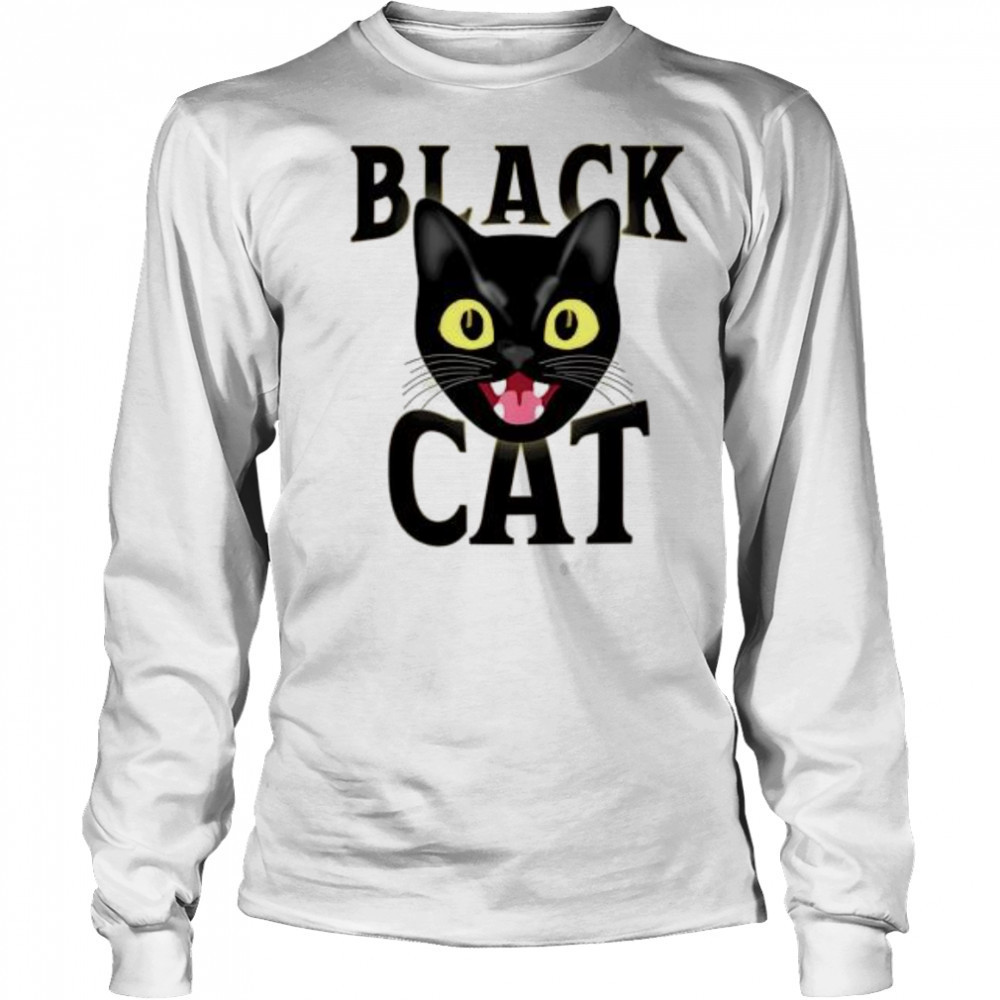 Black Cat Angry Look Halloween shirt Long Sleeved