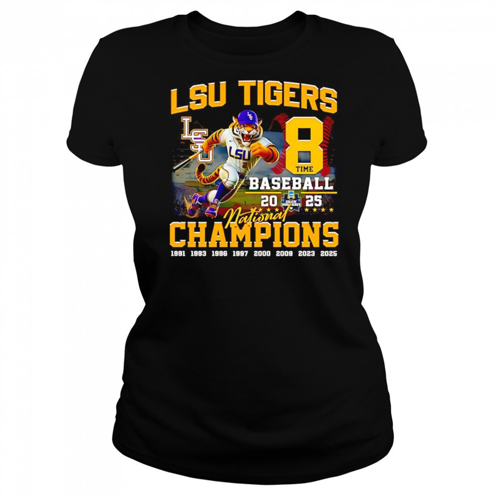 LSU Tigers 8 time National Champions baseball 2025 mascot shirt Women's T-shirt