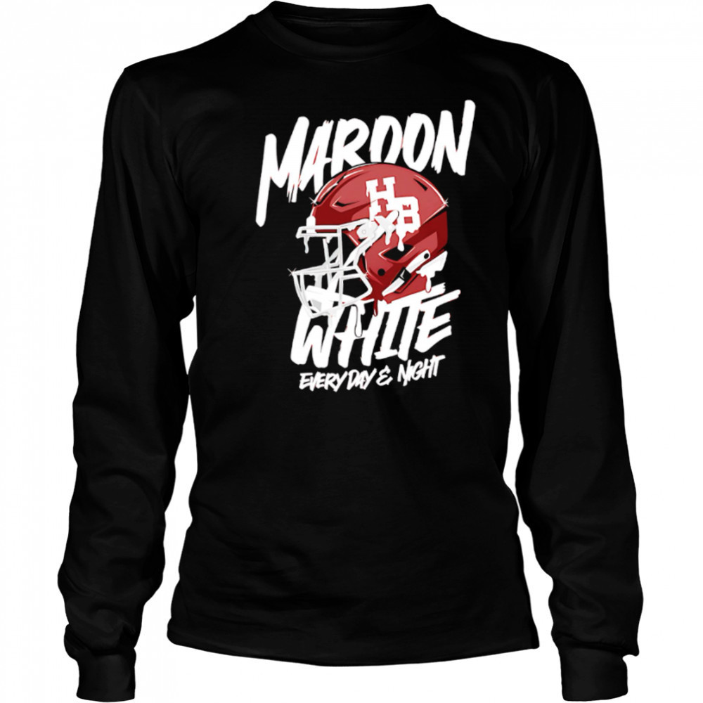 Maroon White Every Day and Night helmet shirt Long Sleeved